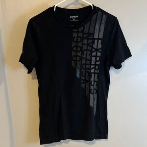 Express Men's Black and Gray Graphic Tee